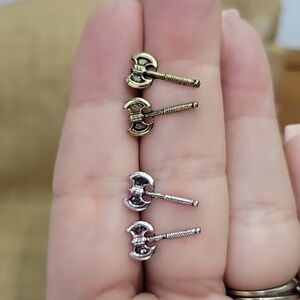 🔥LAST PAIR🔥 Viking Battle Axe Stud Earrings, choice of color